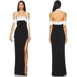 NWT REVOLVE Atoir Black White NWT Size 2 Eloise Dress Birthday Maxi Double Slit